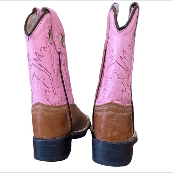 Old West Brown and Pink Cowgirl Boots - Picture 4 of 6
